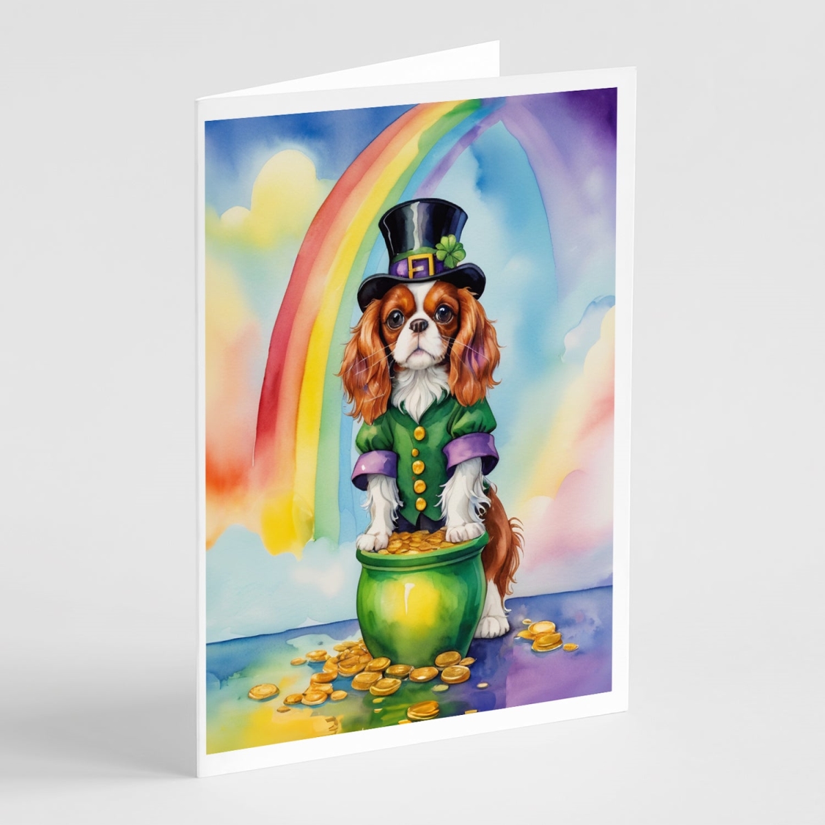 5 x 7 in. Cavalier Spaniel St Patricks Day Greeting Cards - Pack of 8