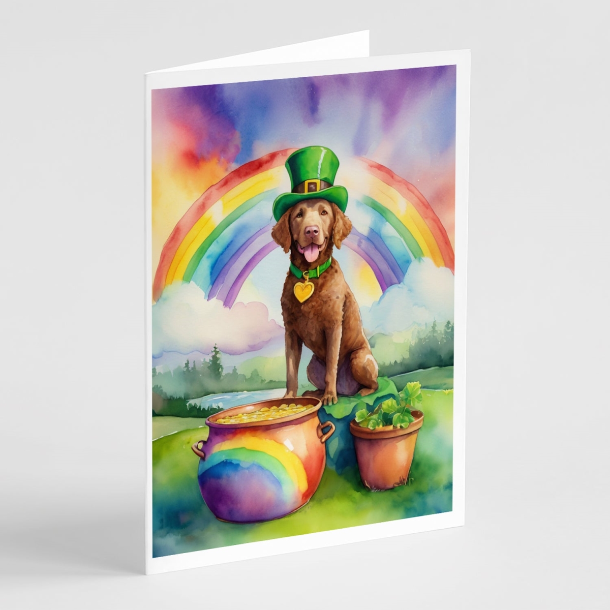DAC5512GCA7P 5 x 7 in. Chesapeake Bay Retriever St Patricks Day Greeting Cards - Pack of 8