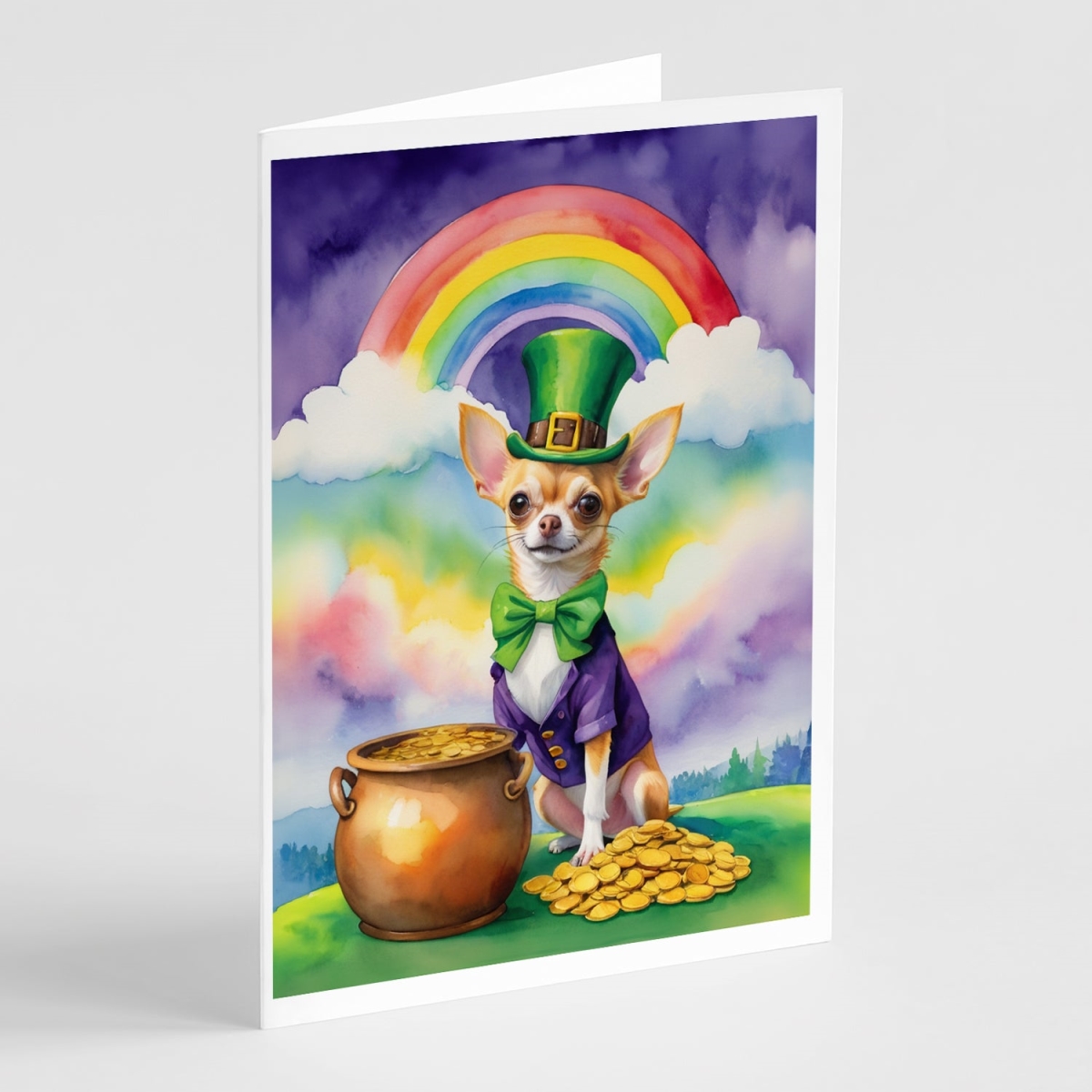 DAC5513GCA7P 5 x 7 in. Chihuahua St Patricks Day Greeting Cards - Pack of 8