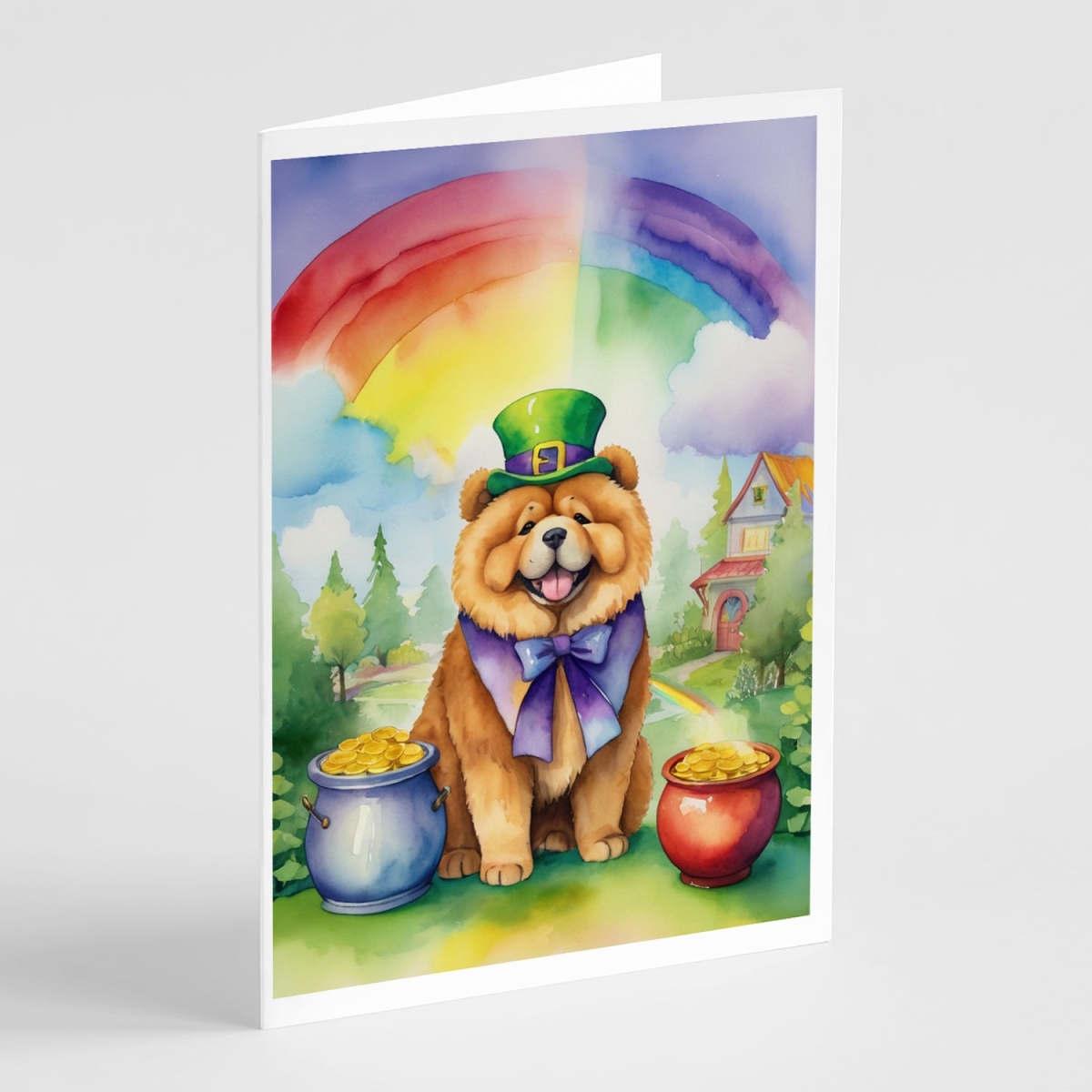 DAC5515GCA7P 5 x 7 in. Chow Chow St Patricks Day Greeting Cards - Pack of 8