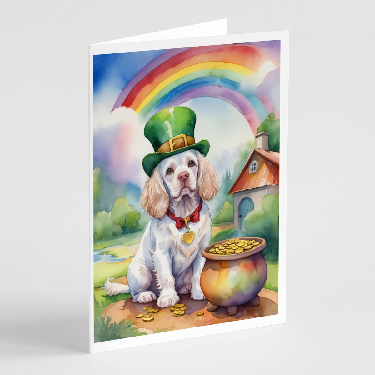 DAC5517GCA7P 5 x 7 in. Clumber Spaniel St Patricks Day Greeting Cards - Pack of 8