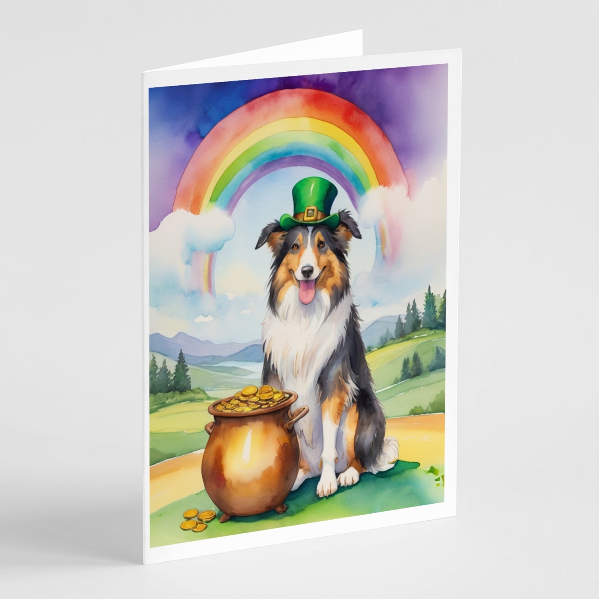DAC5519GCA7P 5 x 7 in. Collie St Patricks Day Greeting Cards - Pack of 8