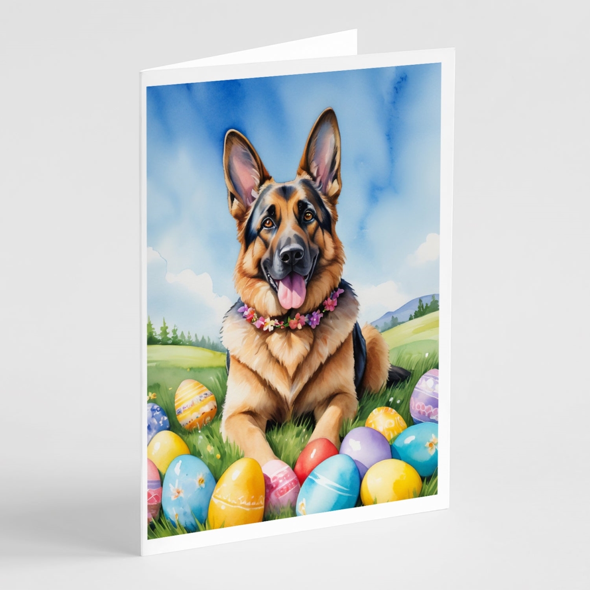 DAC5045GCA7P 5 x 7 in. German Shepherd Easter Egg Hunt Greeting Cards - Pack of 8