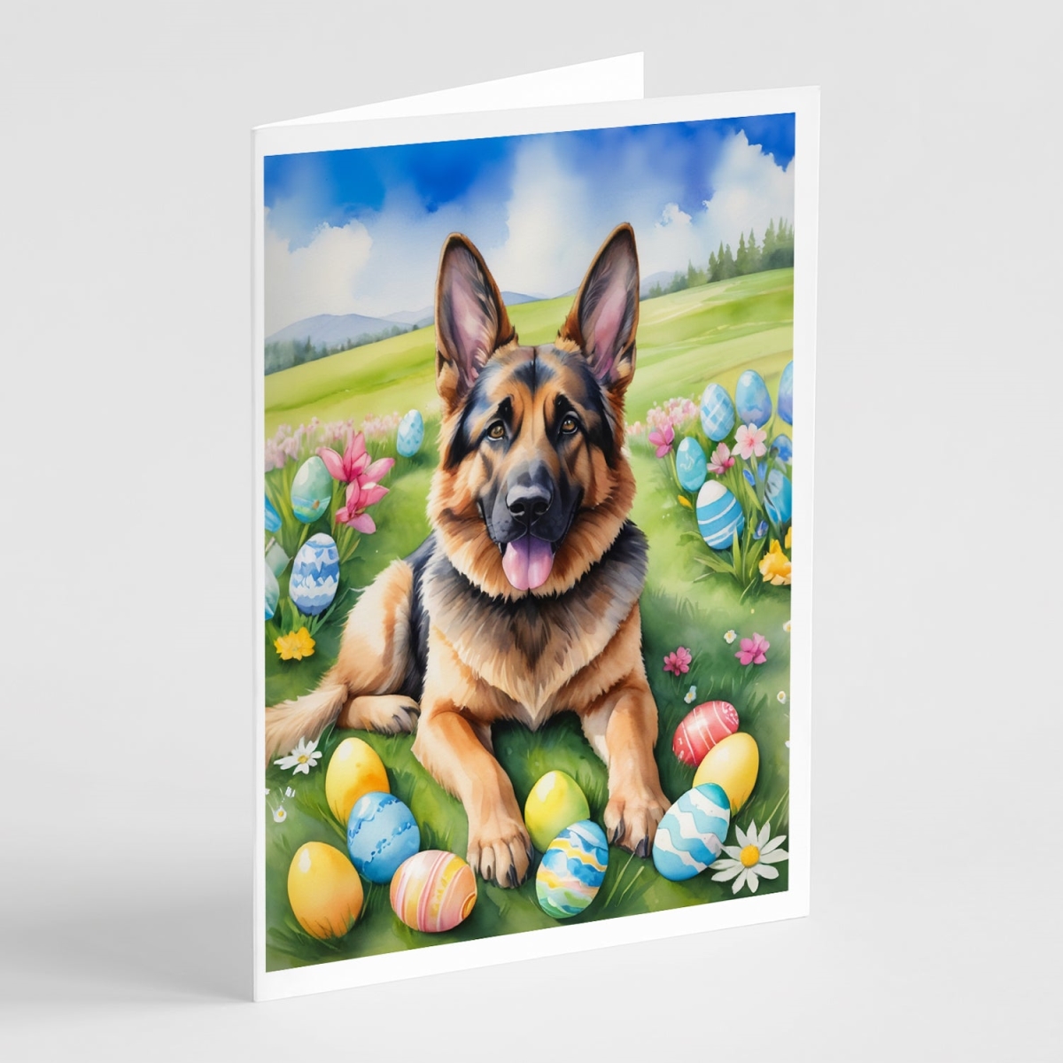 5 x 7 in. German Shepherd Easter Egg Hunt Greeting Cards - Pack of 8