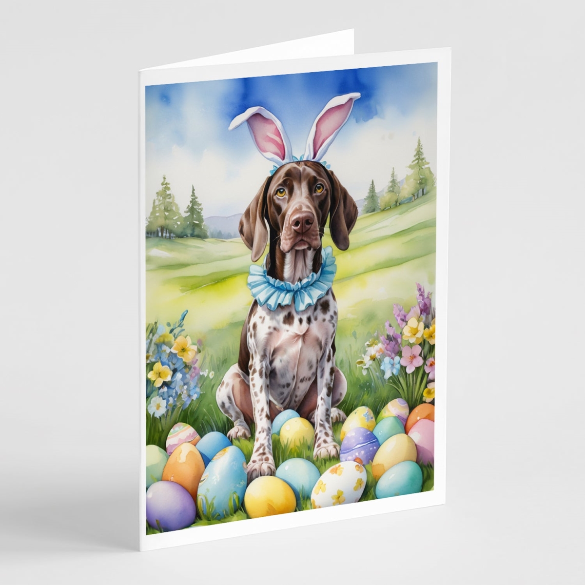 DAC5048GCA7P 5 x 7 in. German Shorthaired Pointer Easter Egg Hunt Greeting Cards - Pack of 8