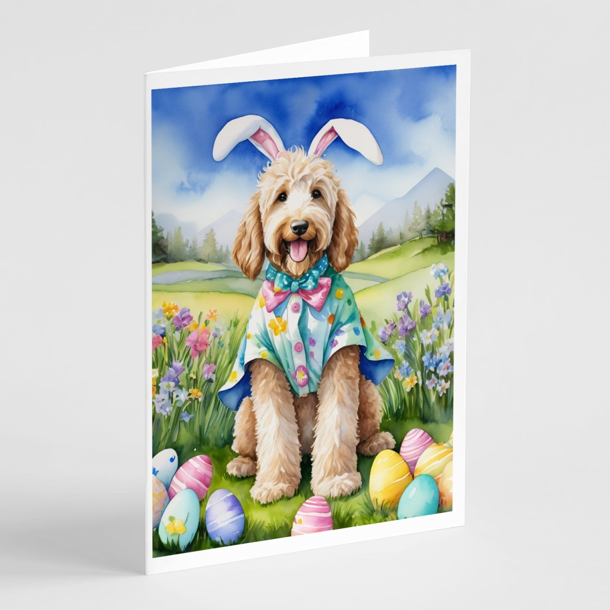5 x 7 in. Goldendoodle Easter Egg Hunt Greeting Cards - Pack of 8