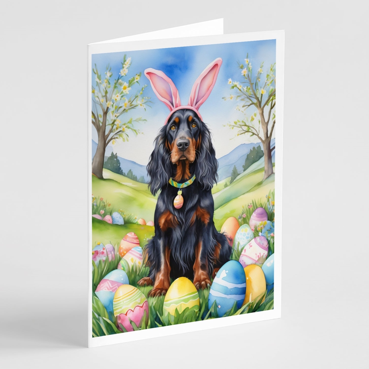 DAC5059GCA7P 5 x 7 in. Gordon Setter Easter Egg Hunt Greeting Cards - Pack of 8