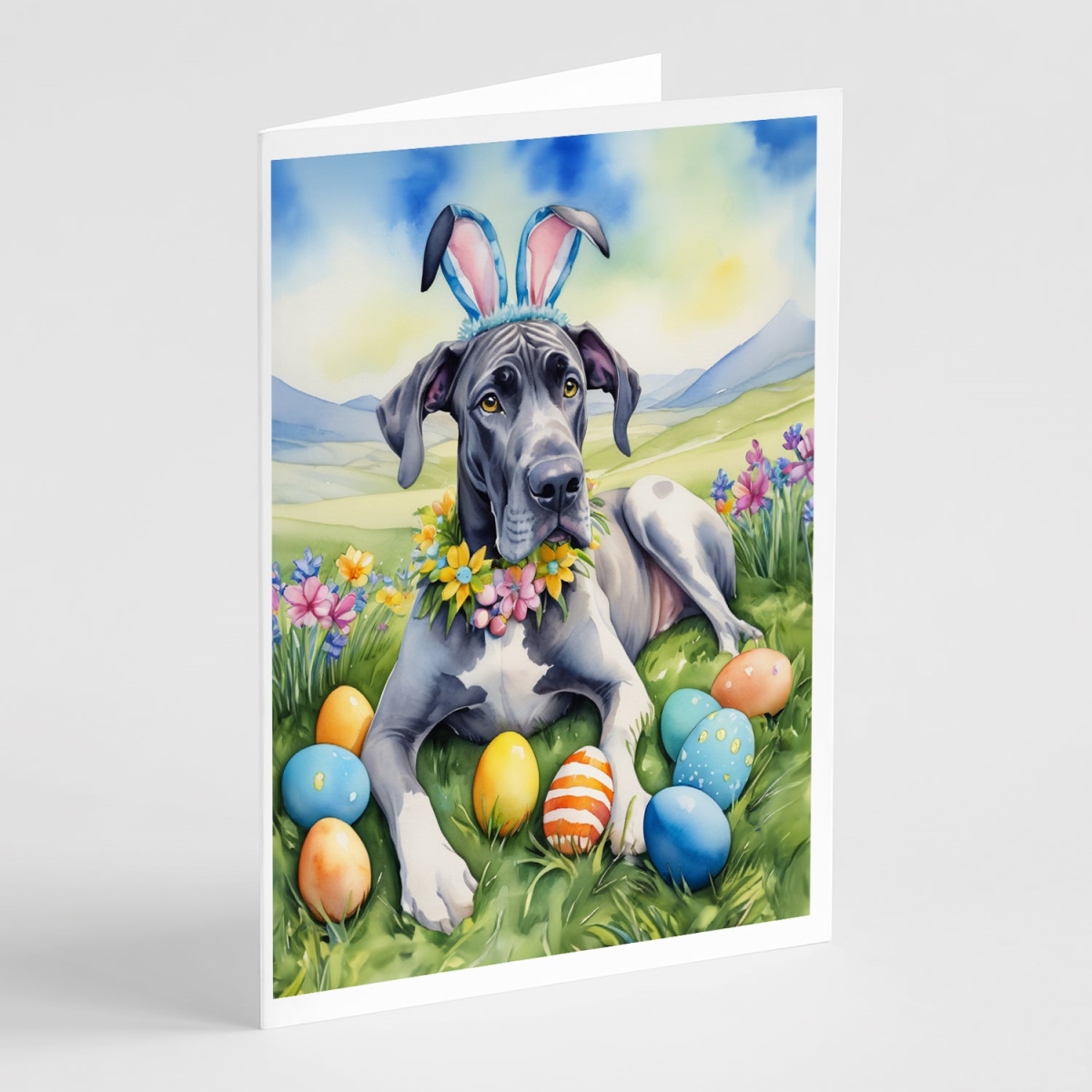 DAC5062GCA7P 5 x 7 in. Great Dane Easter Egg Hunt Greeting Cards - Pack of 8