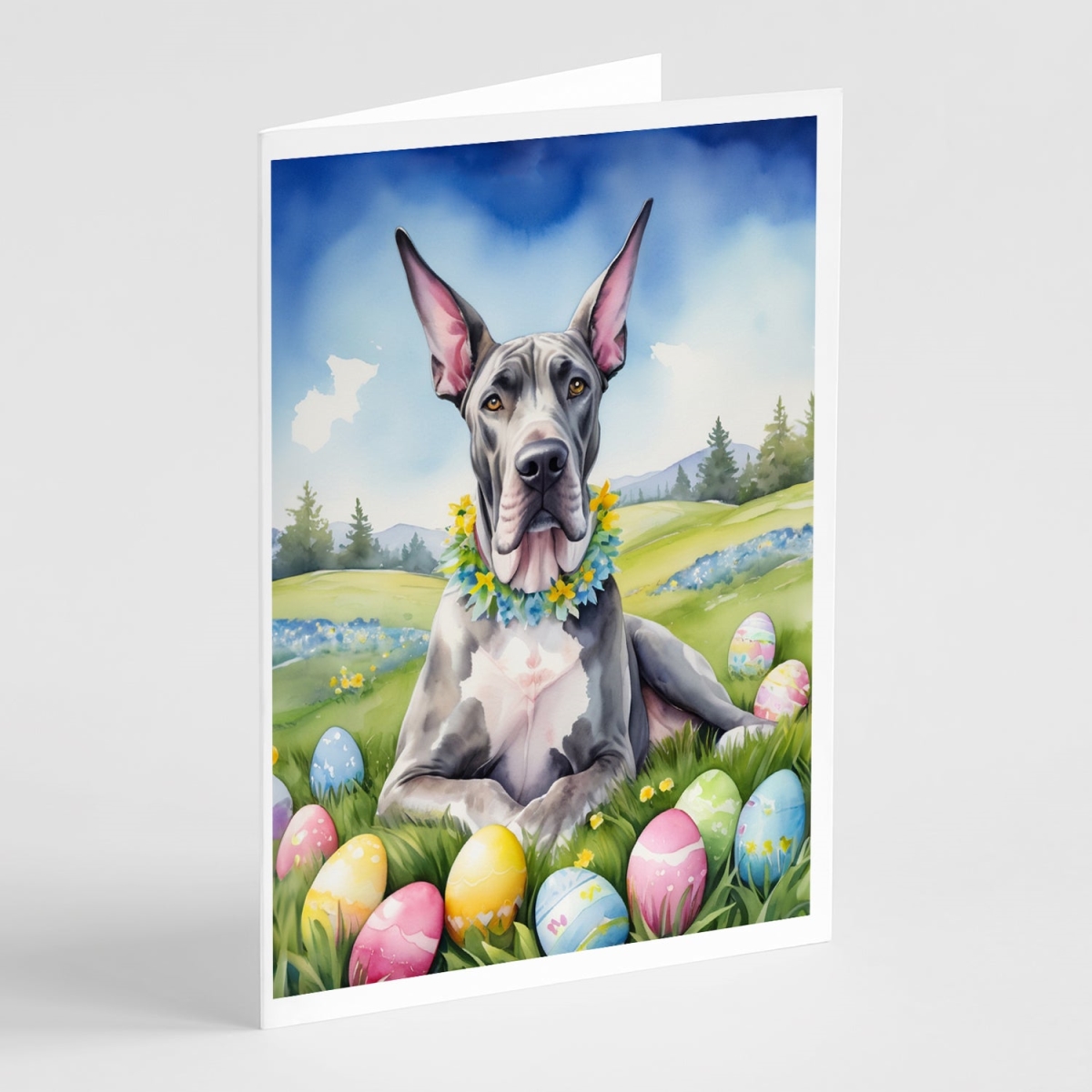 DAC5063GCA7P 5 x 7 in. Great Dane Easter Egg Hunt Greeting Cards - Pack of 8