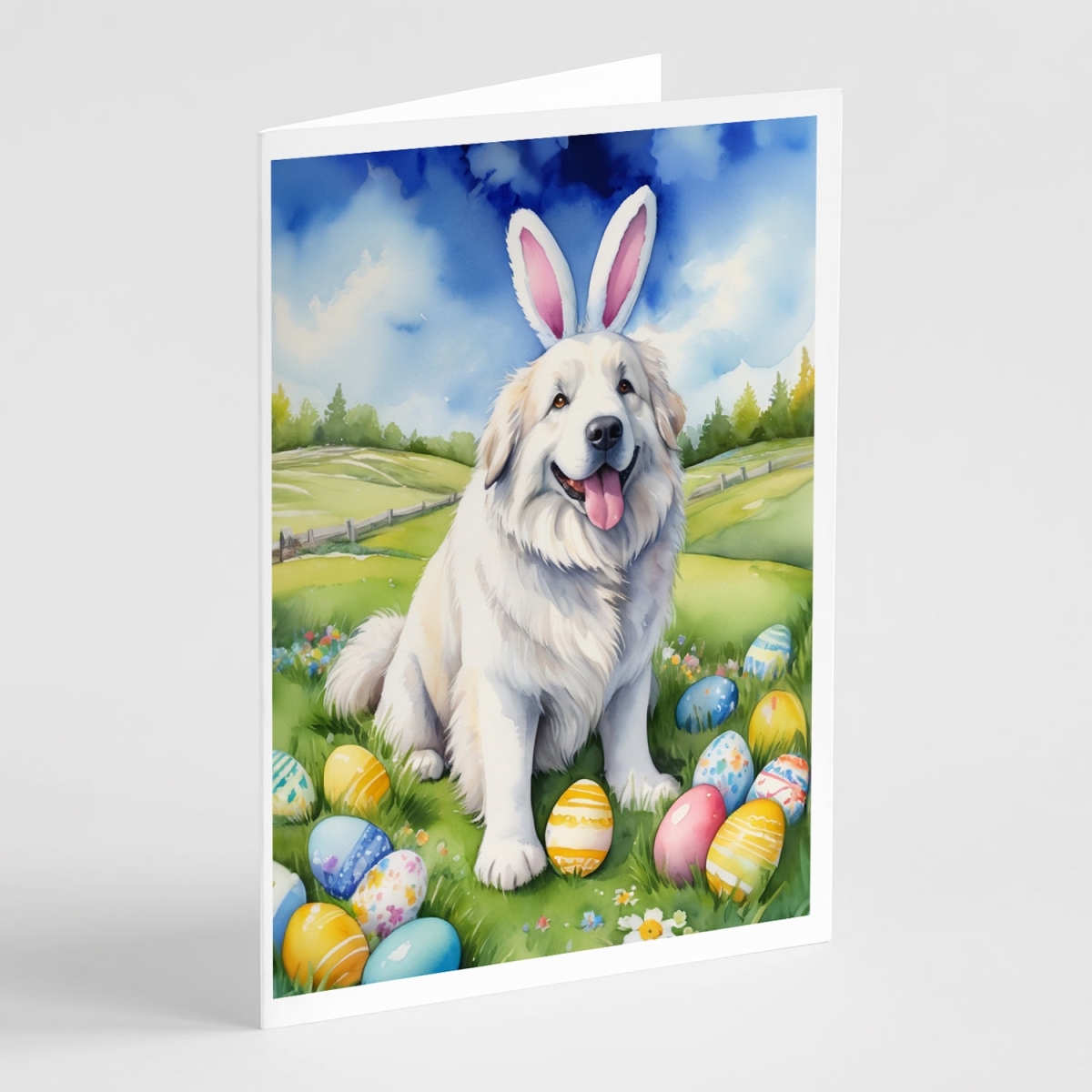 DAC5067GCA7P 5 x 7 in. Great Pyrenees Easter Egg Hunt Greeting Cards - Pack of 8