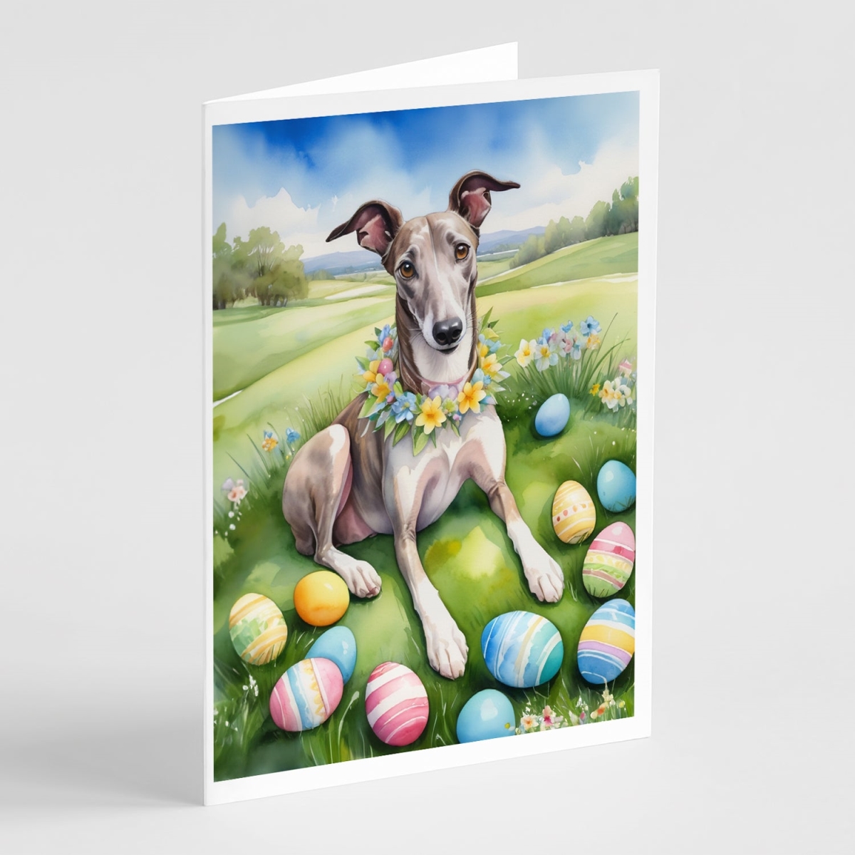 DAC5072GCA7P 5 x 7 in. Greyhound Easter Egg Hunt Greeting Cards - Pack of 8
