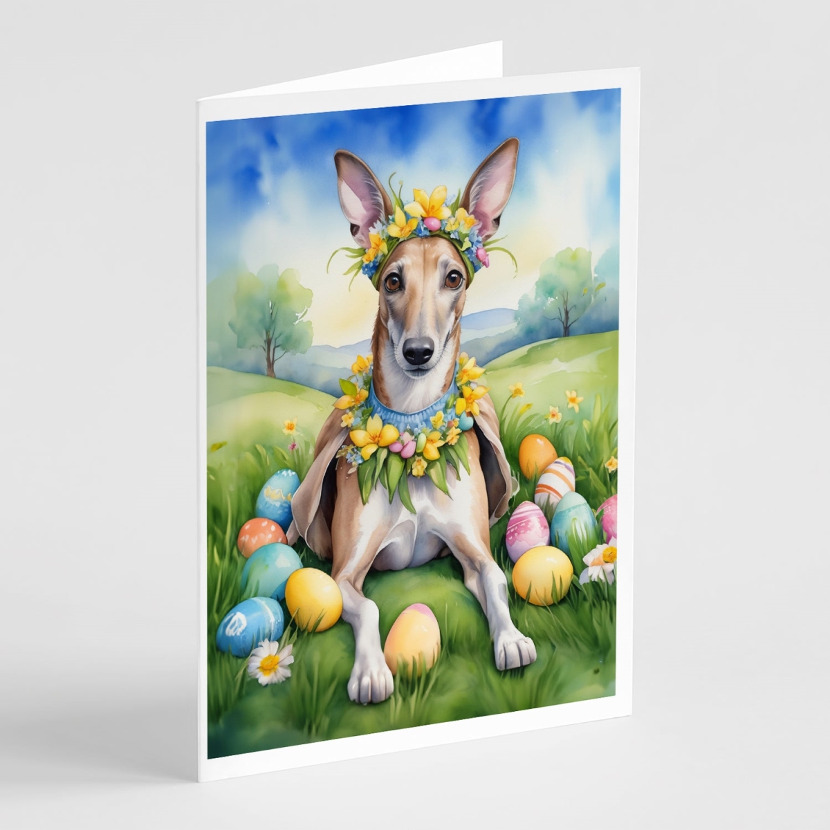 DAC5073GCA7P 5 x 7 in. Greyhound Easter Egg Hunt Greeting Cards - Pack of 8