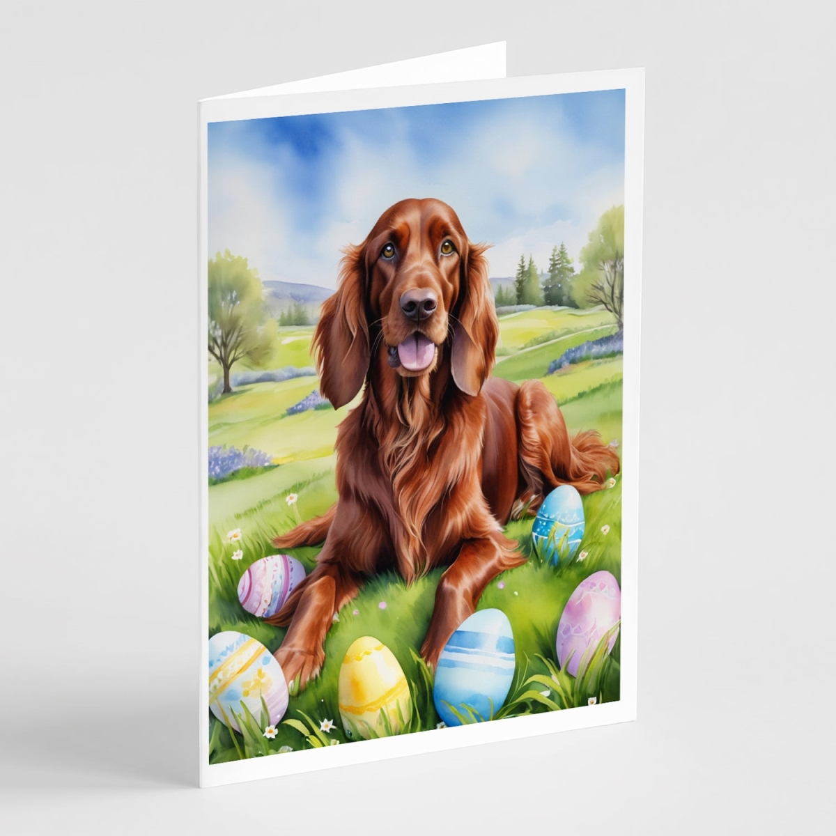 5 x 7 in. Irish Setter Easter Egg Hunt Greeting Cards - Pack of 8
