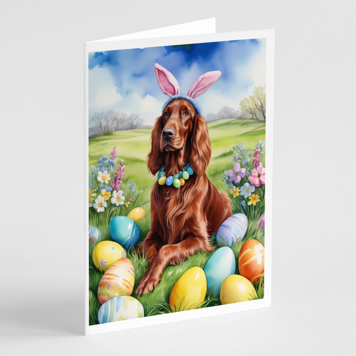 5 x 7 in. Irish Setter Easter Egg Hunt Greeting Cards - Pack of 8