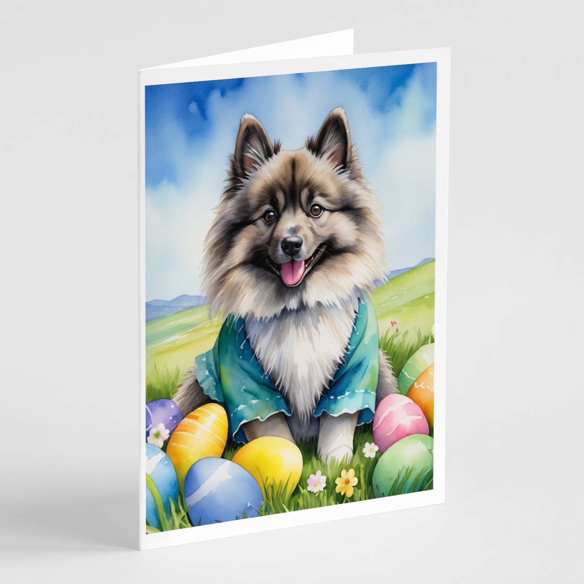 DAC5089GCA7P 5 x 7 in. Keeshond Easter Egg Hunt Greeting Cards - Pack of 8