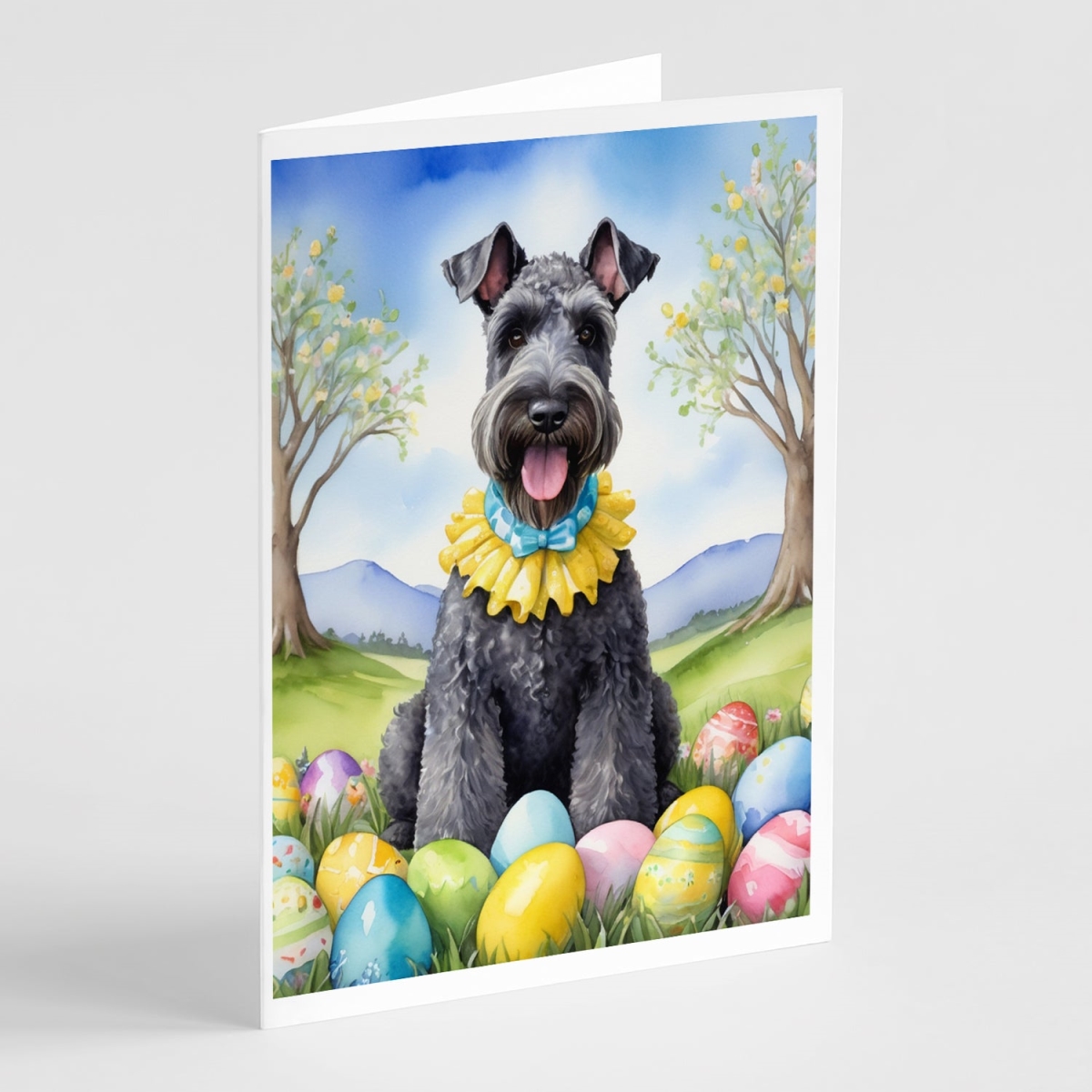 DAC5090GCA7P 5 x 7 in. Kerry Blue Terrier Easter Egg Hunt Greeting Cards - Pack of 8