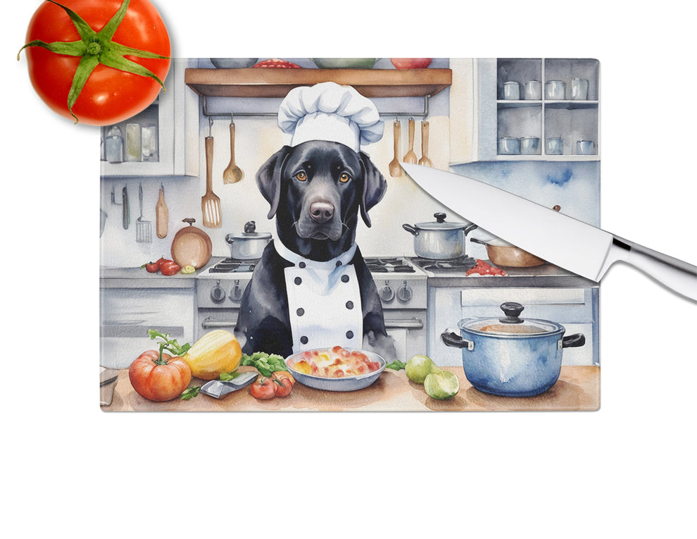 DAC6276LCB 15 x 12 in. Black Labrador Retriever The Chef Glass Cutting Board