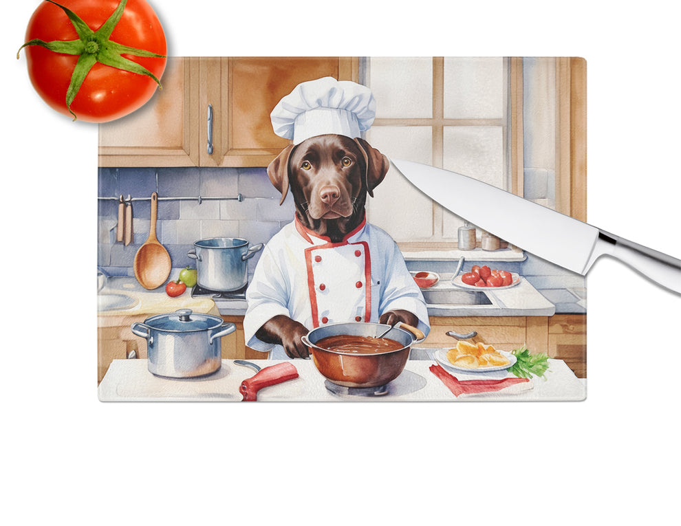 DAC6277LCB 15 x 12 in. Chocolate Labrador Retriever The Chef Glass Cutting Board