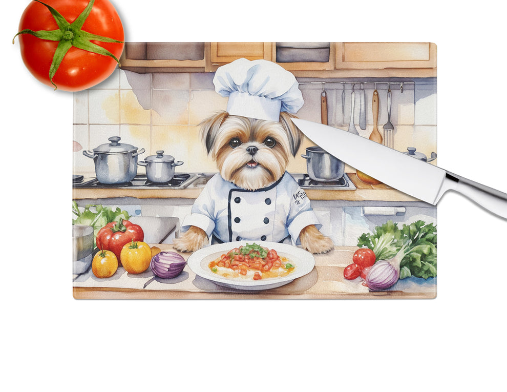 DAC6282LCB 15 x 12 in. Lhasa Apso The Chef Glass Cutting Board