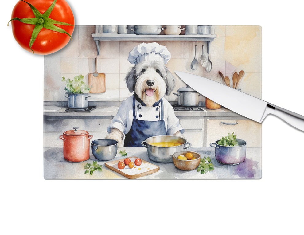 DAC6294LCB 15 x 12 in. Old English Sheepdog The Chef Glass Cutting Board
