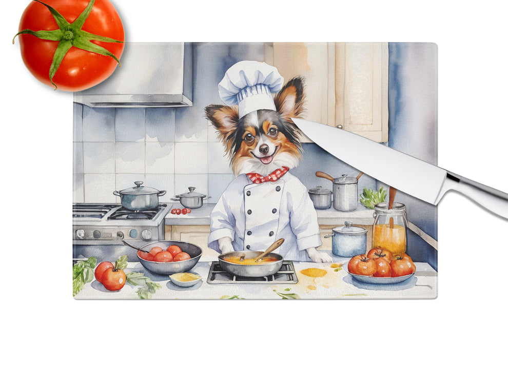 15 x 12 in. Papillon The Chef Glass Cutting Board