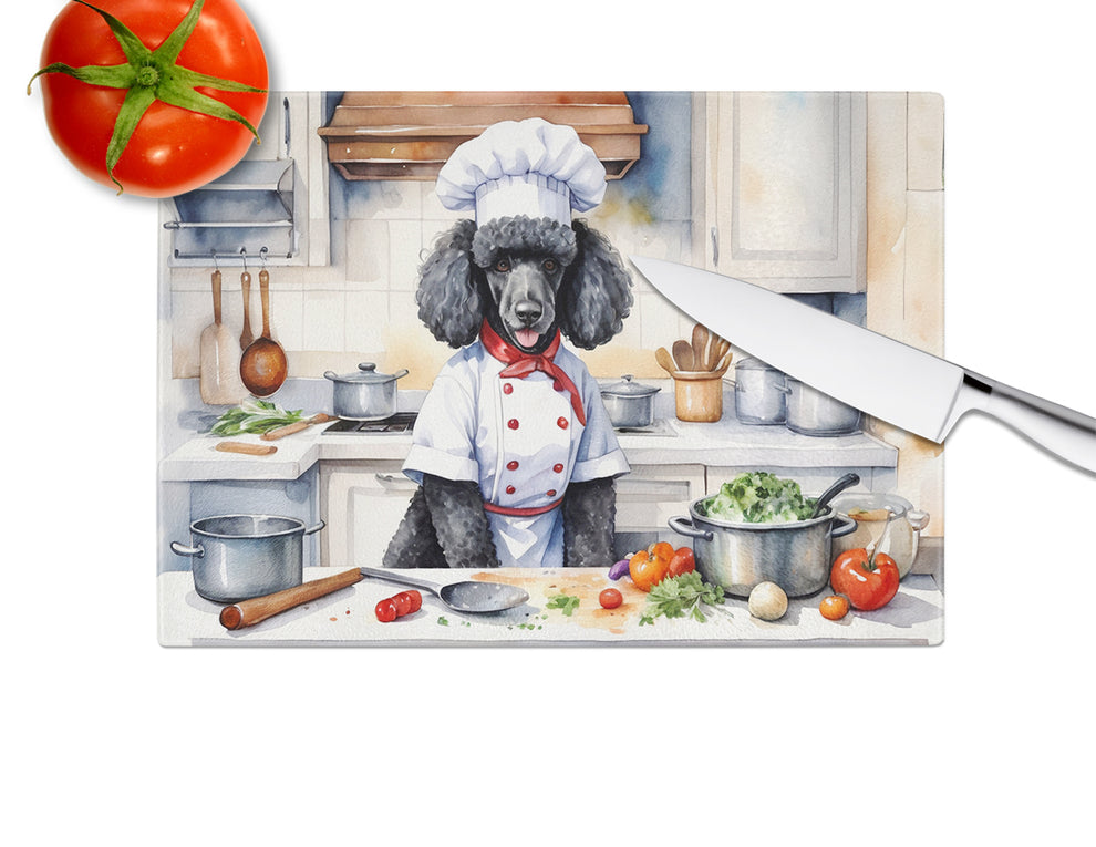 DAC6302LCB 15 x 12 in. Black Poodle The Chef Glass Cutting Board
