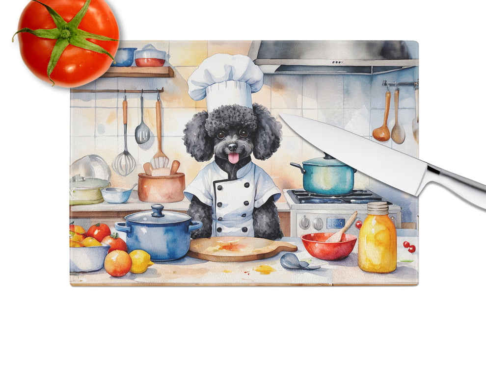 DAC6303LCB 15 x 12 in. Black Poodle The Chef Glass Cutting Board