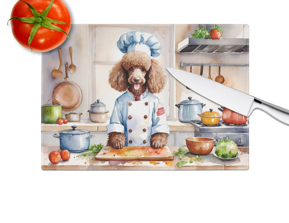 DAC6304LCB 15 x 12 in. Chocolate Poodle The Chef Glass Cutting Board