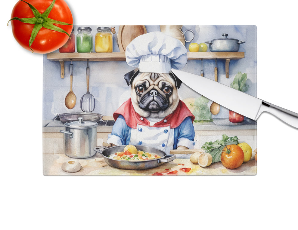 15 x 12 in. Pug The Chef Glass Cutting Board