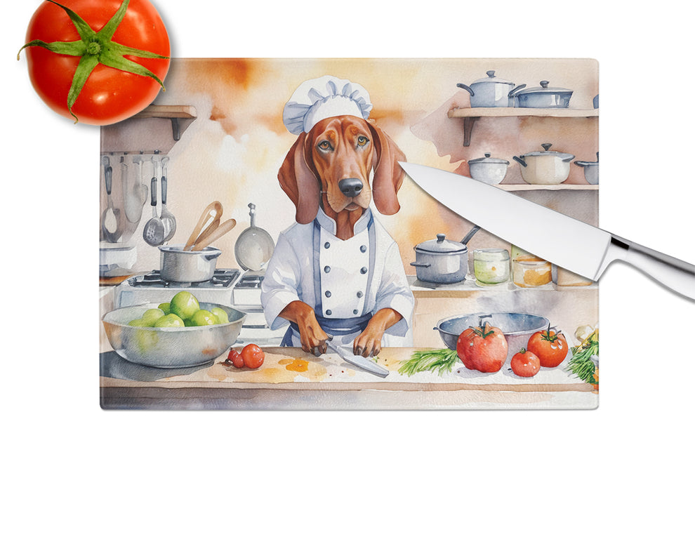 DAC6314LCB 15 x 12 in. Redbone Coonhound The Chef Glass Cutting Board