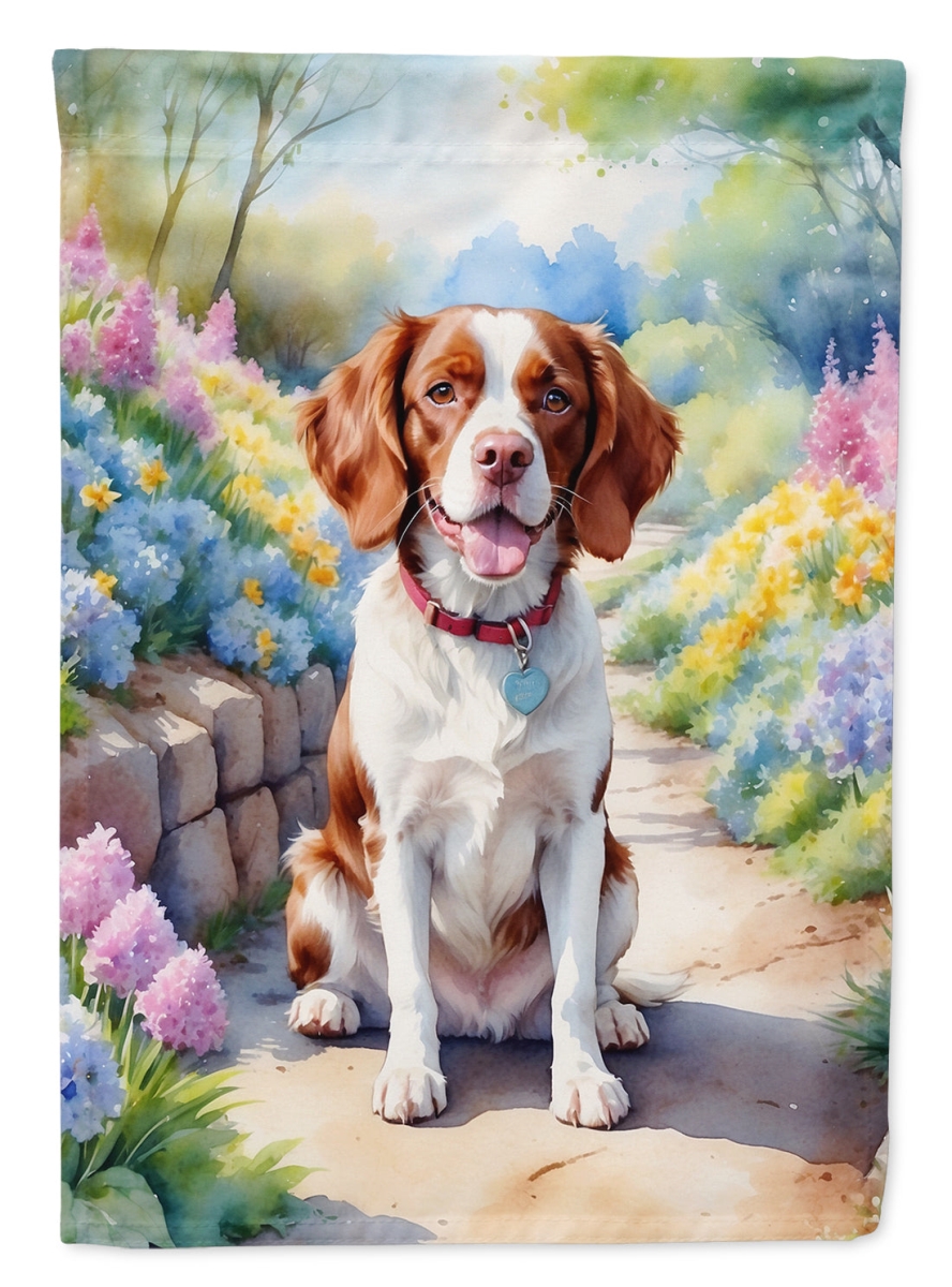 DAC6584GF 15.5 x 11.25 in. Brittany Spaniel Spring Path Garden Flag