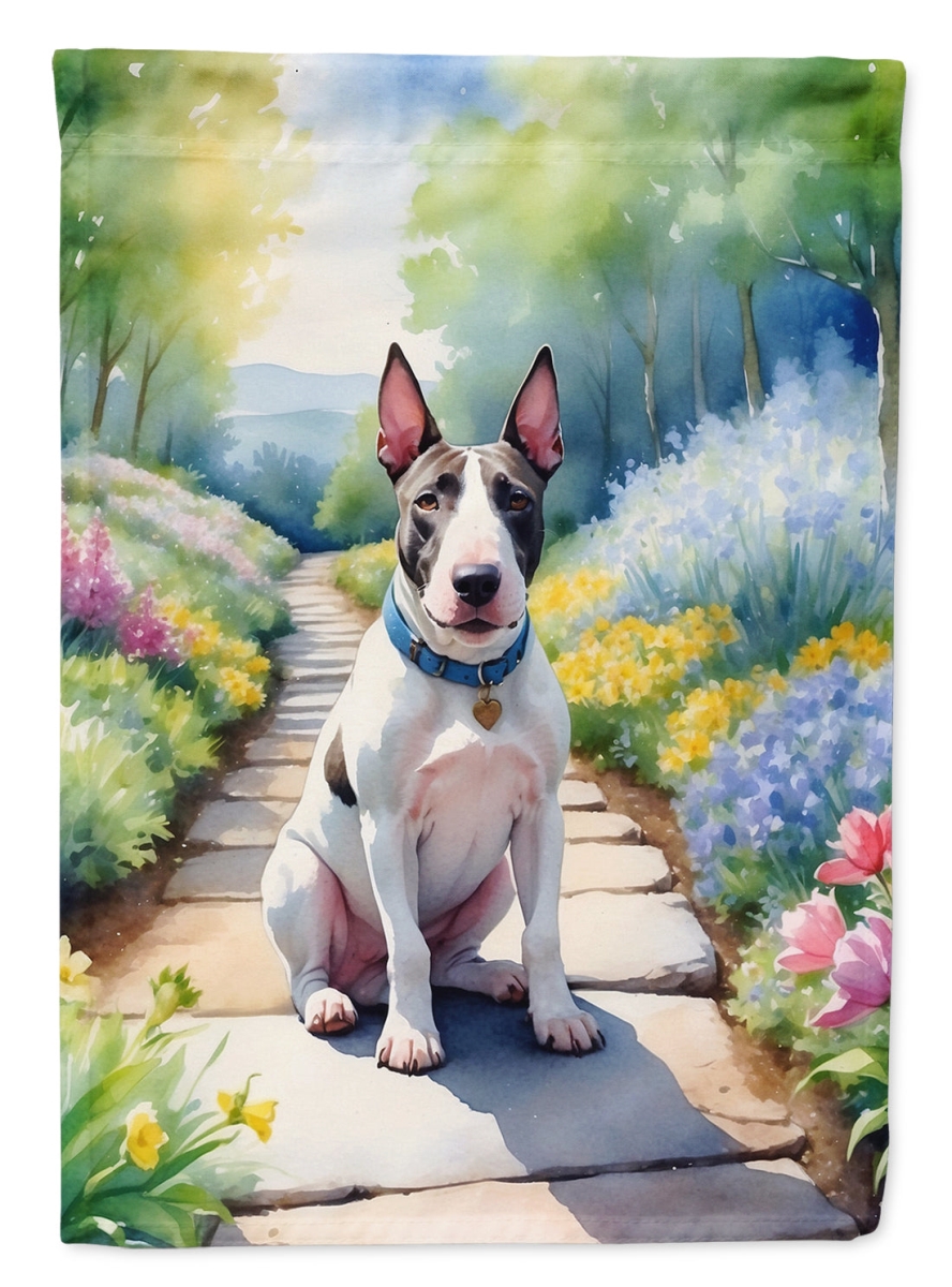 DAC6587GF 15.5 x 11.25 in. Bull Terrier Spring Path Garden Flag