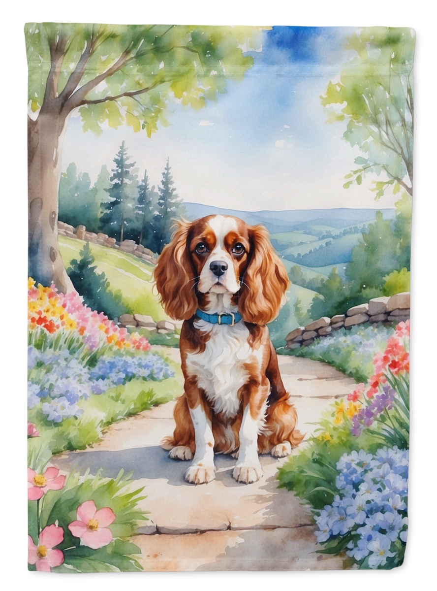 DAC6593GF 15.5 x 11.25 in. Cavalier Spaniel Spring Path Garden Flag