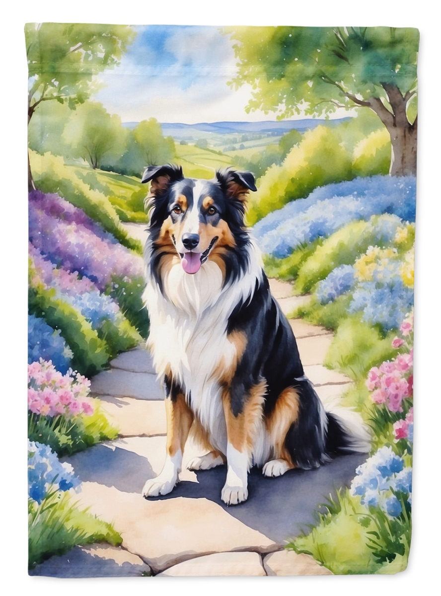 15.5 x 11.25 in. Collie Spring Path Garden Flag