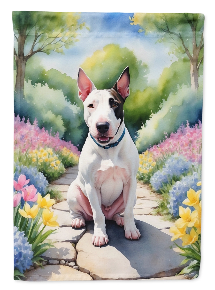 15.5 x 11.25 in. English Bull Terrier Spring Path Garden Flag