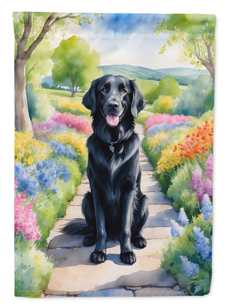 15.5 x 11.25 in. Flat-Coated Retriever Spring Path Garden Flag