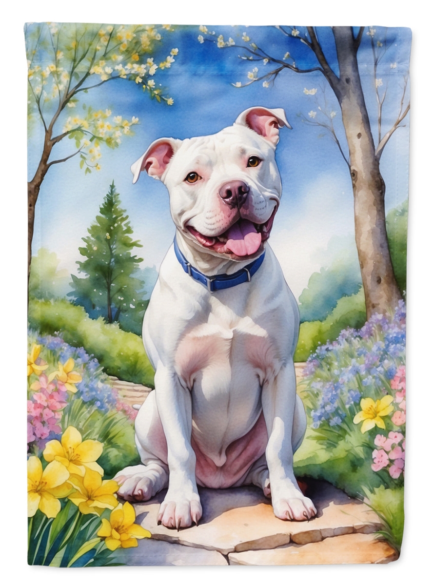 DAC6687CHF 40 x 28 in. Pit Bull Terrier Spring Path House Flag