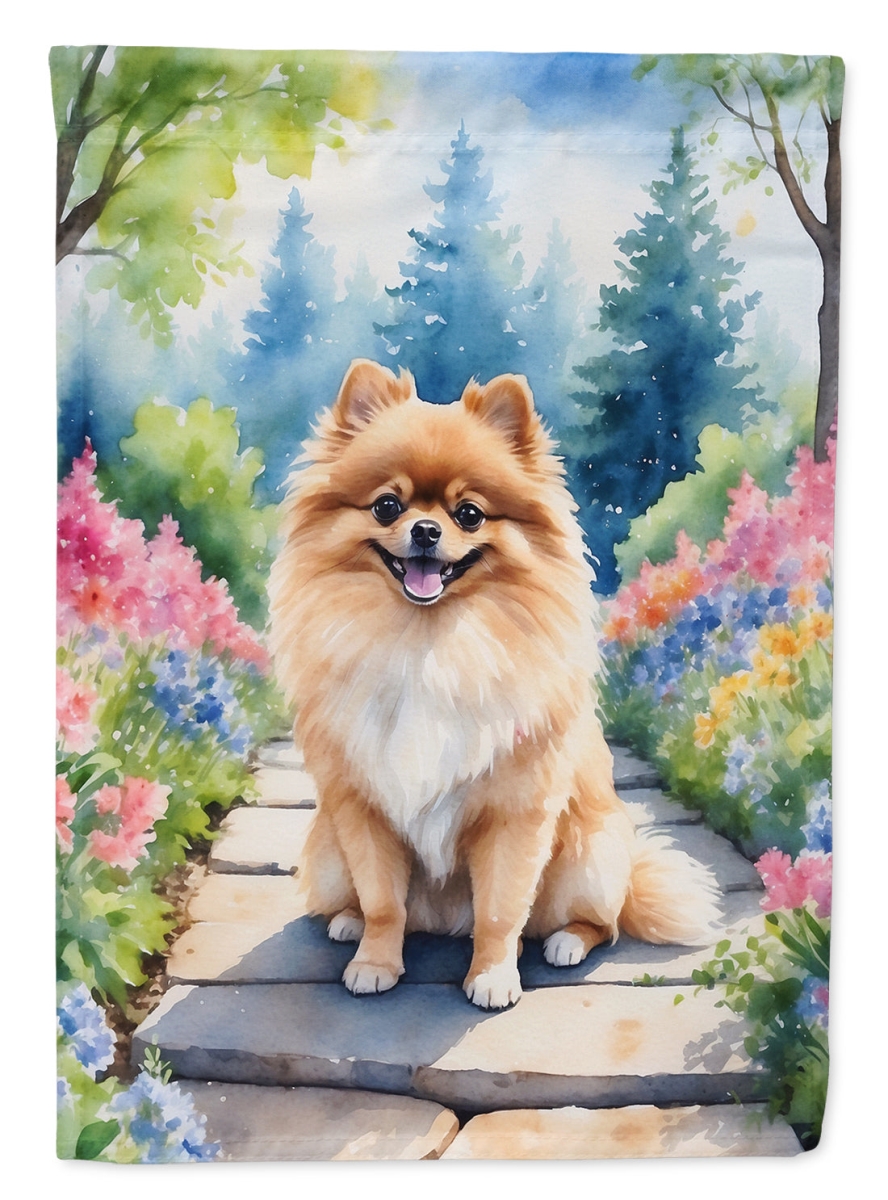 40 x 28 in. Pomeranian Spring Path House Flag