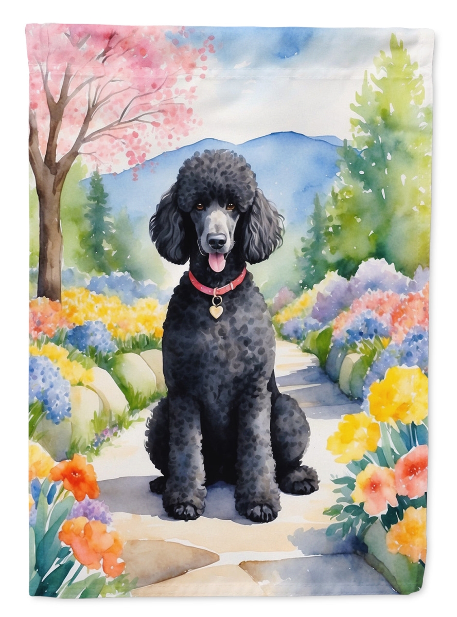 DAC6692CHF 40 x 28 in. Black Poodle Spring Path House Flag