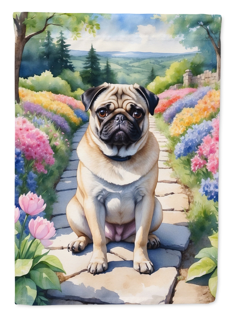 DAC6699CHF 40 x 28 in. Pug Spring Path House Flag