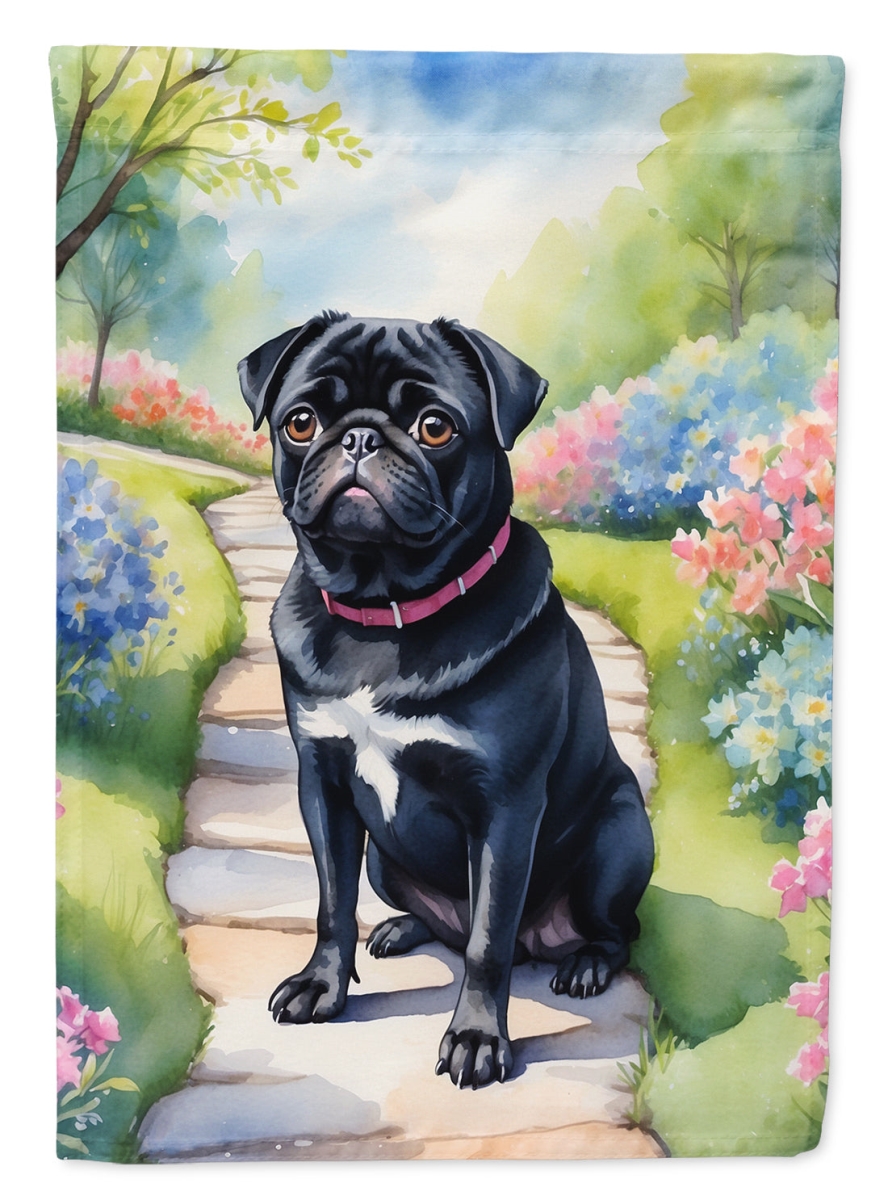 DAC6700CHF 40 x 28 in. Black Pug Spring Path House Flag