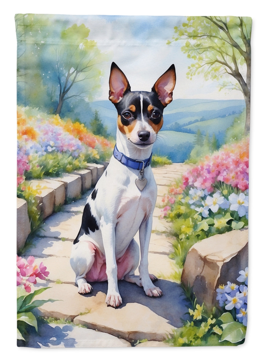 DAC6702CHF 40 x 28 in. Rat Terrier Spring Path House Flag