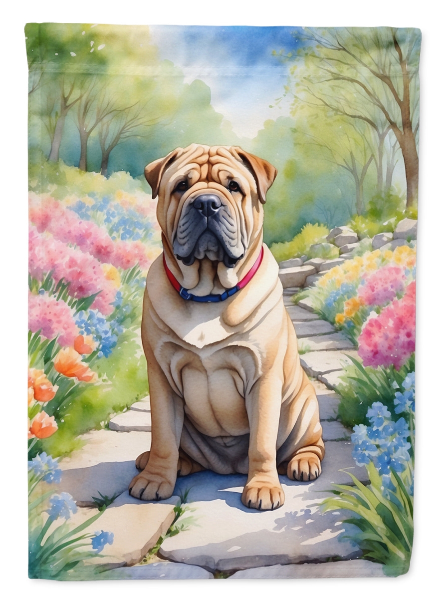 DAC6713CHF 40 x 28 in. Shar Pei Spring Path House Flag