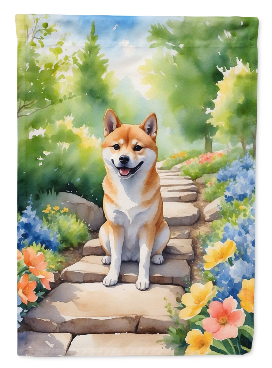 DAC6715CHF 40 x 28 in. Shiba Inu Spring Path House Flag