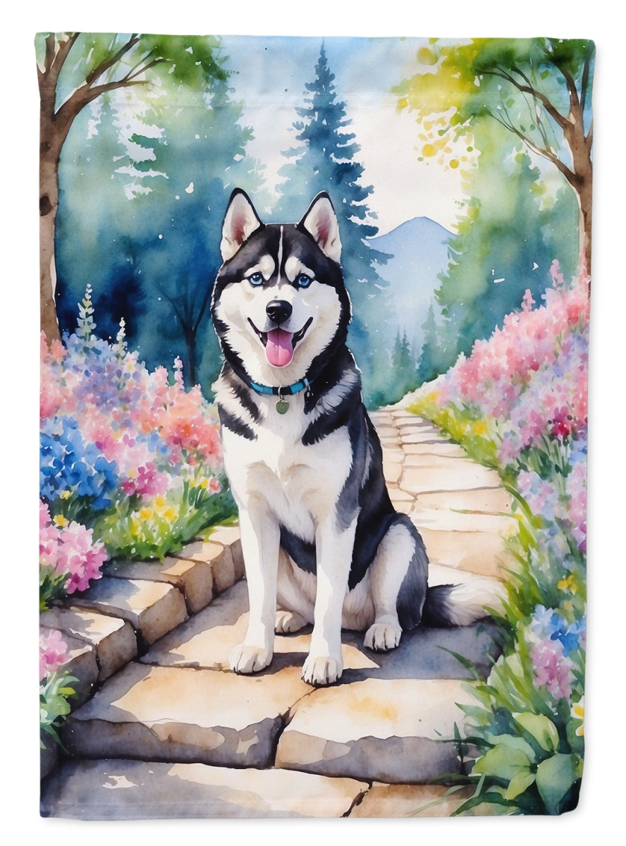 DAC6719CHF 40 x 28 in. Siberian Husky Spring Path House Flag