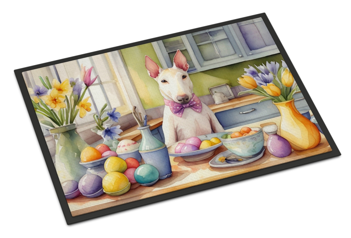 DAC6778MAT 18 x 27 in. Decorating Easter Bull Terrier Doormat