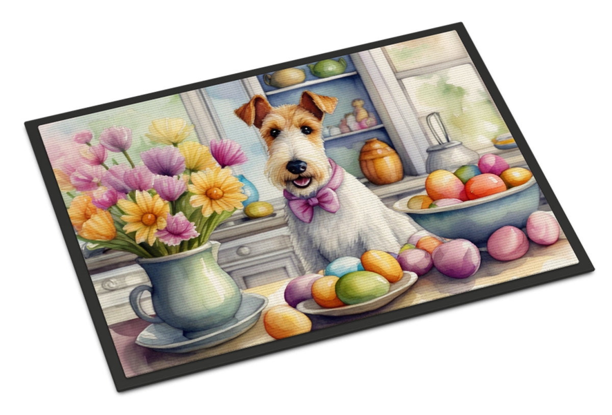 18 x 27 in. Decorating Easter Fox Terrier Doormat