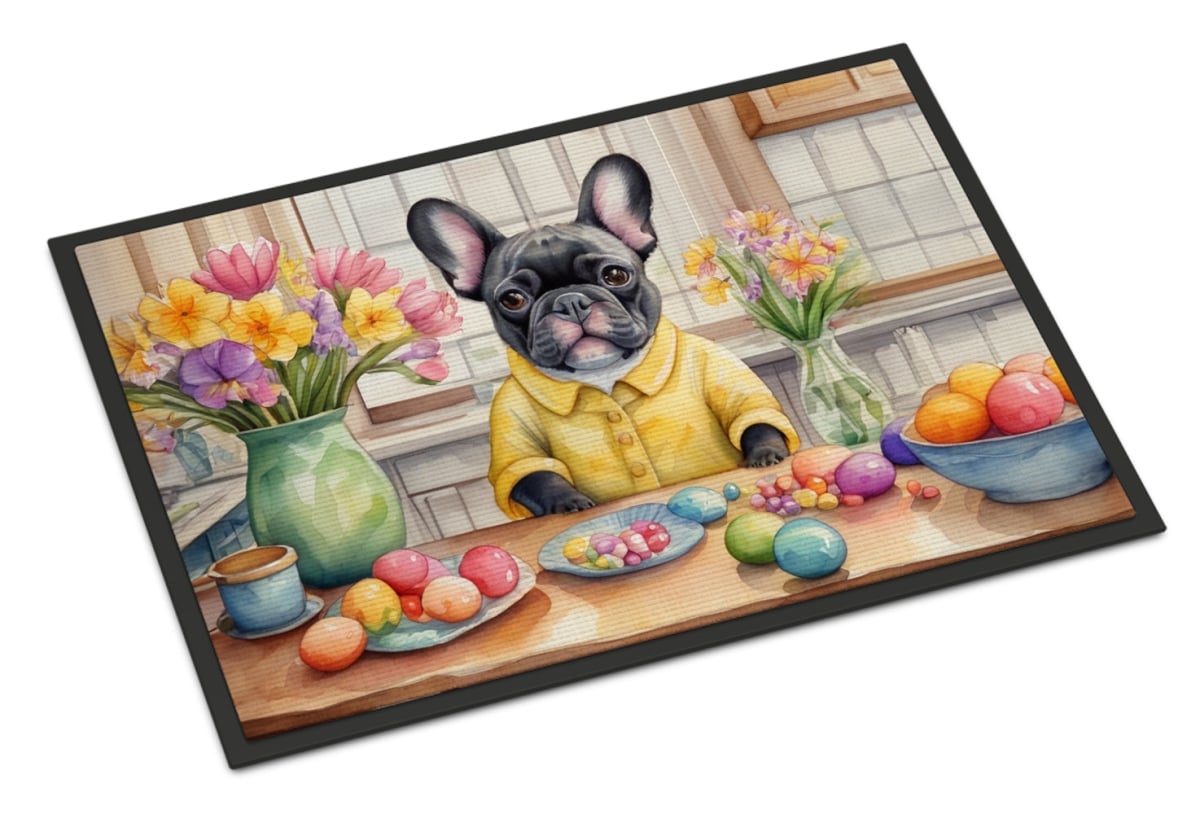 18 x 27 in. Decorating Easter French Bulldog Doormat