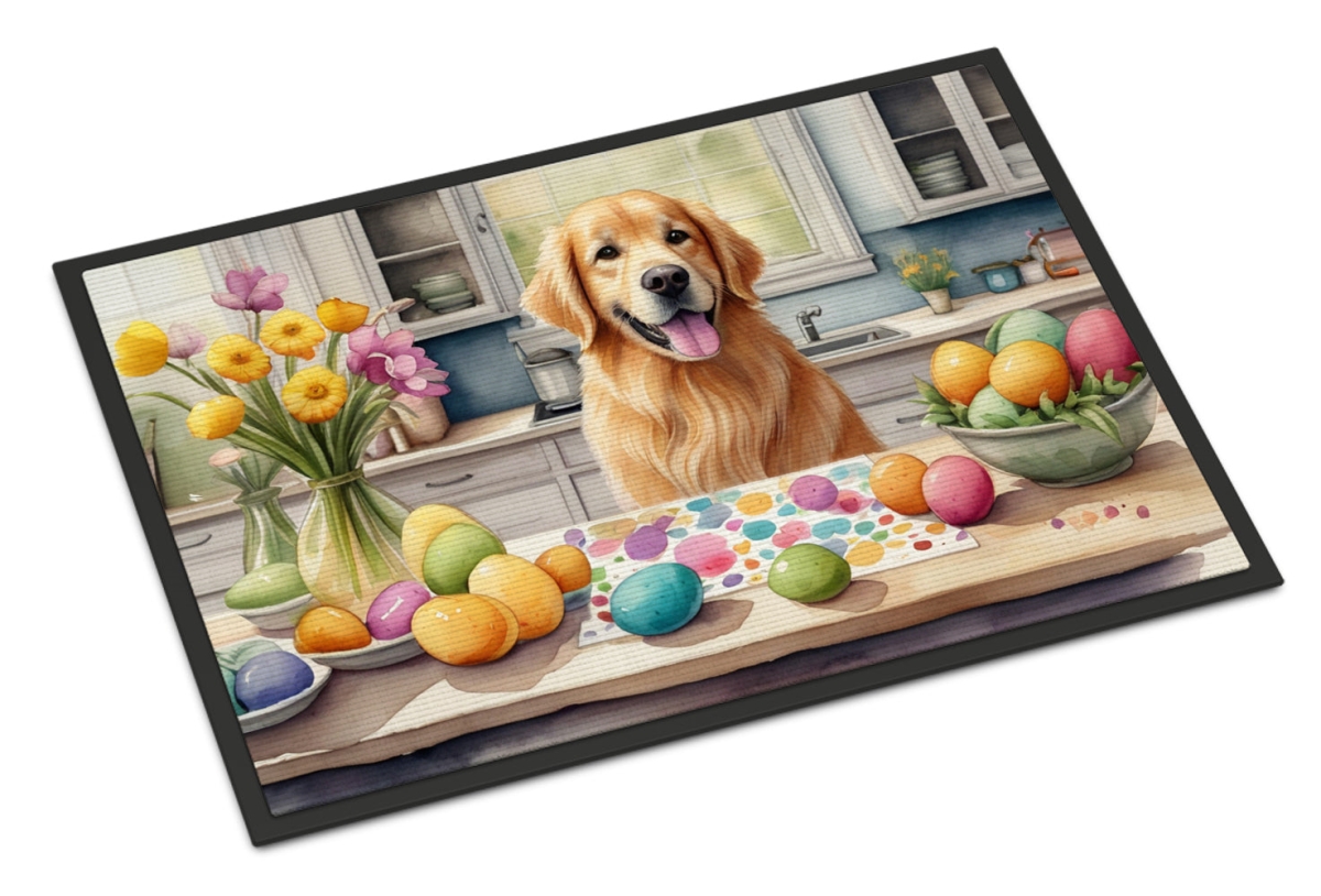 18 x 27 in. Decorating Easter Golden Retriever Doormat