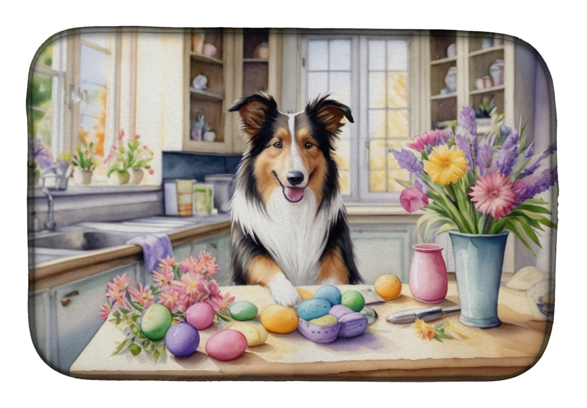 Picture of Carolines Treasures DAC6795DDM 21 x 14 in. Decorating Easter Collie Dish Drying Mat